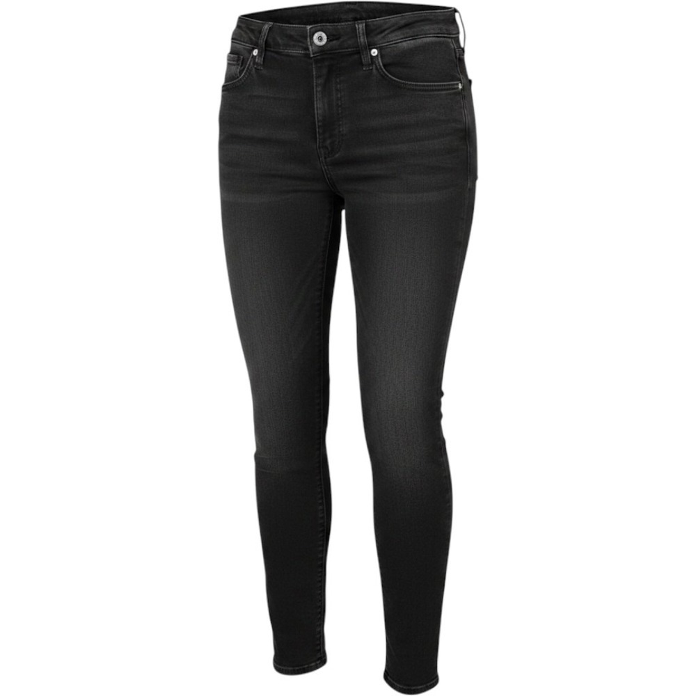 Madewell Womens Skinny Jeans Black Denim Solid Stretch Pants Leather Patch
